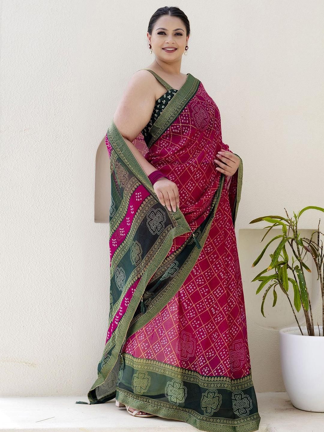 KALINI Bandhani Poly Chiffon Saree