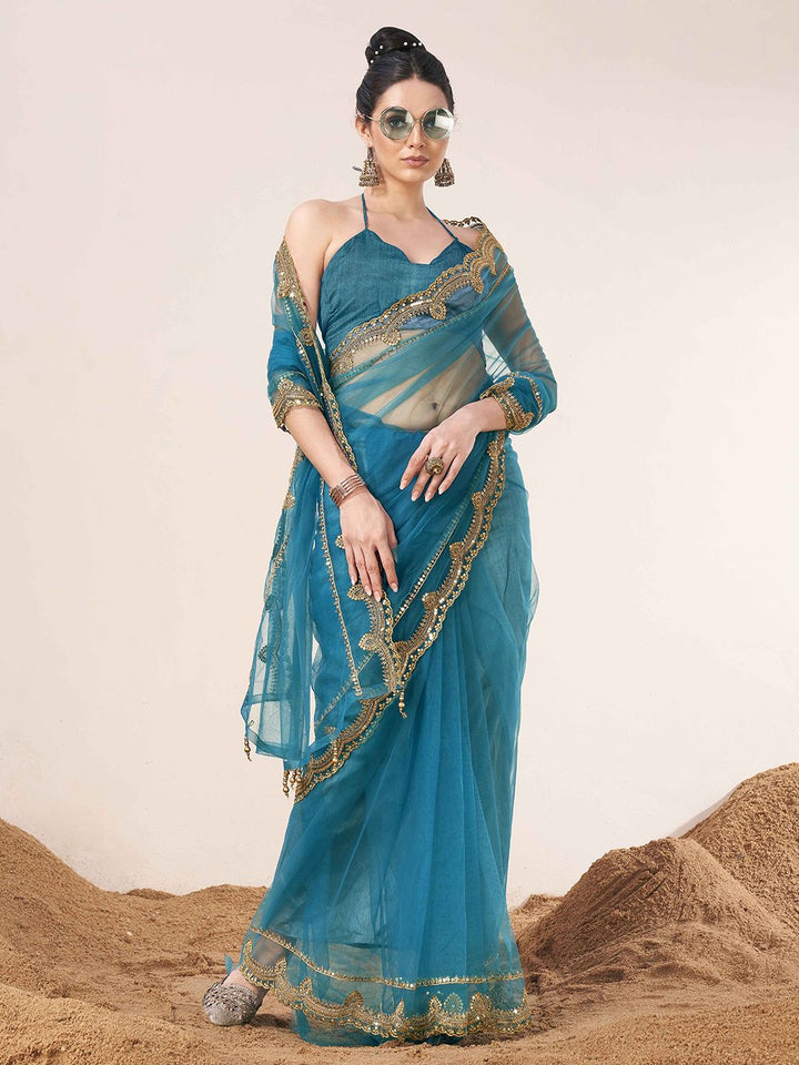 Tikhi Imli Sequinned Net Saree