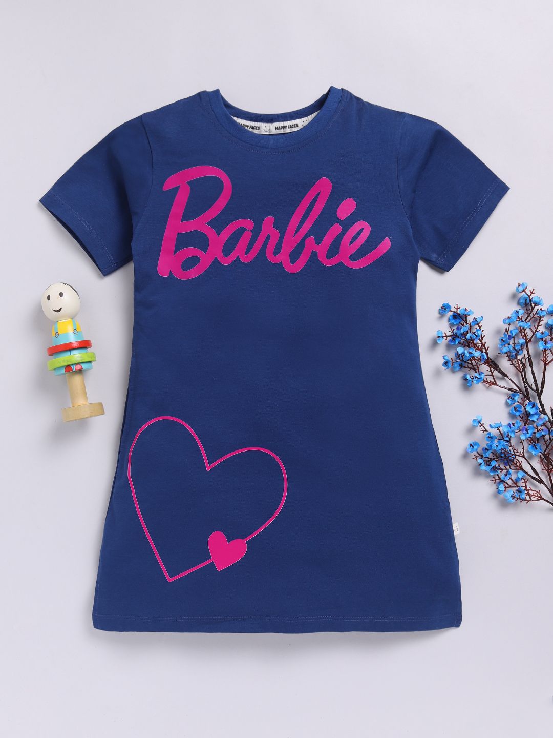 Happy Faces Kids Girls Printed Pure Cotton Longline T-Shirt
