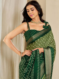 Kalini Women Dola Silk Bandhani Print Zari border Saree