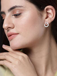 PANASH 925 Sterling Silver Bersalut Rhodium Anting-anting Ibu Mutiara