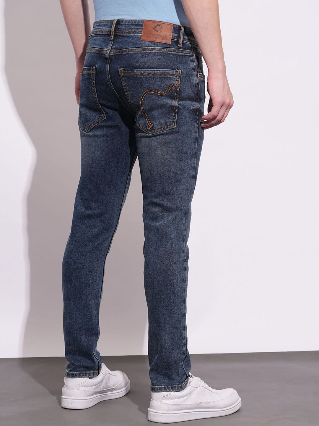 Being Human Men Classic Slim Fit Low Distress Light Fade Stretchable Jeans
