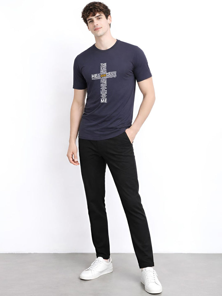 ADRO Typography Printed Round Neck Short Sleeves Regular Fit Pure Cotton T-shirt