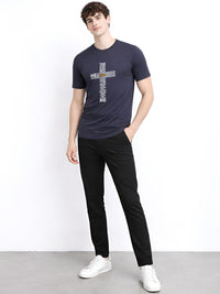 ADRO Typography Printed Round Neck Short Sleeves Regular Fit Pure Cotton T-shirt