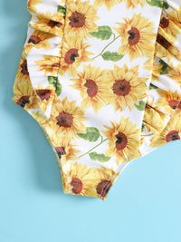 YK Girls Floral Printed Sleeveless Bodysuit