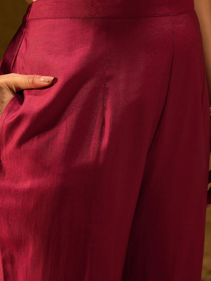 Indo Era Ethnic Motifs Embroidered Thread Work Liva Straight Kurta With Trousers & Dupatta