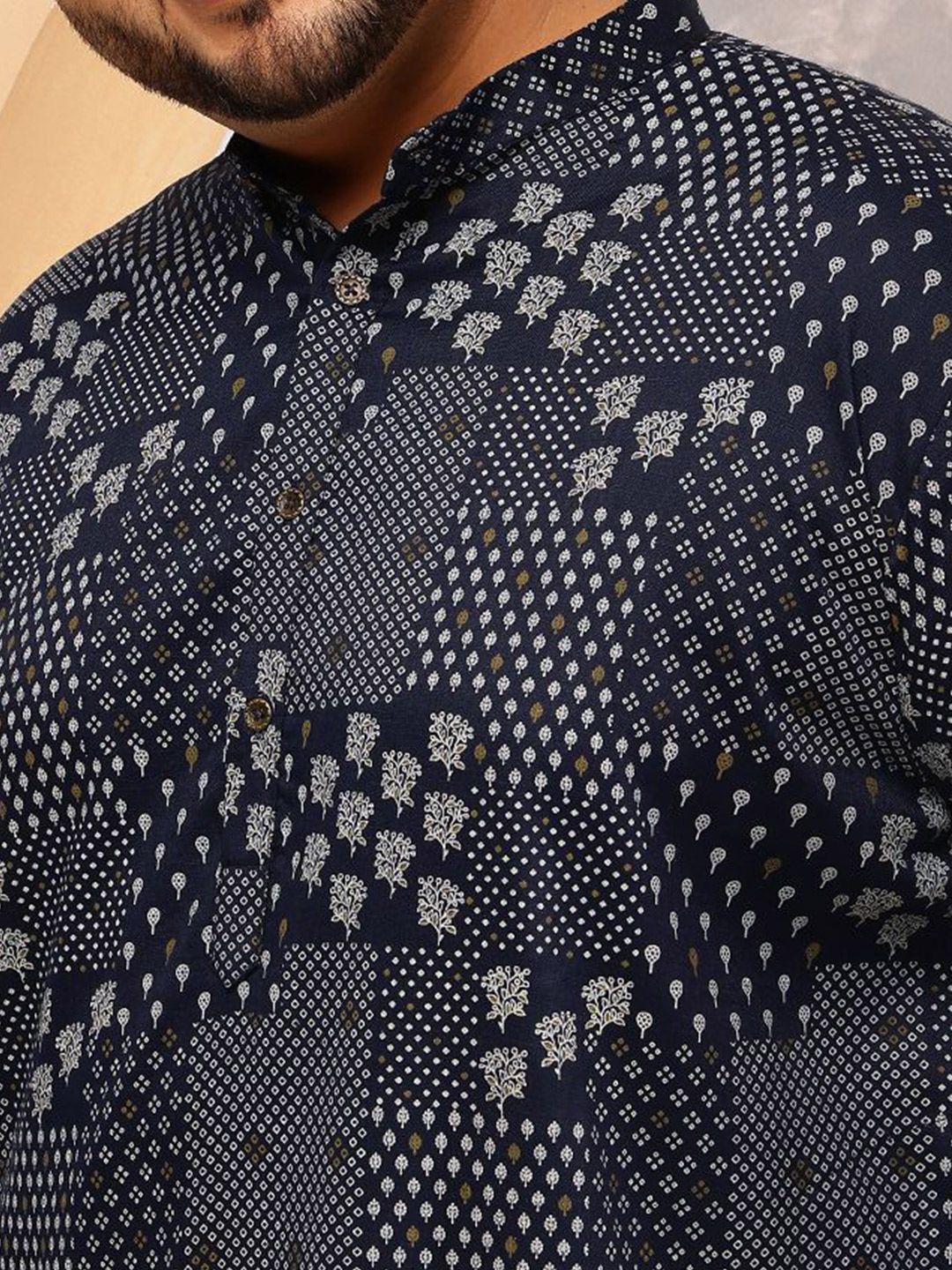 SOJANYA PLUS Men Bandhani Printed Bandhani Daily Cotton Straight Kurta