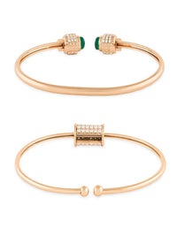 Zaveri Pearls Set Of 2 Brass Cubic Zirconia Rose Gold-Plated Kada Bracelet