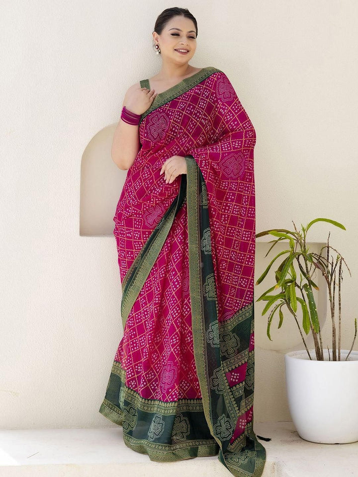 KALINI Bandhani Poly Chiffon Saree