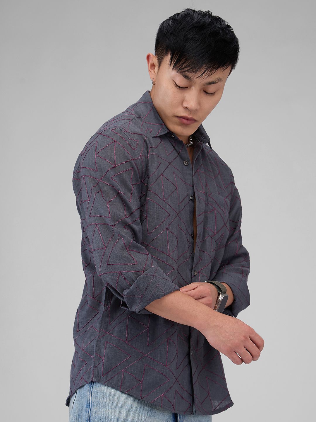 VASTRADO Men Classic Spread Collar Abstract Printed Cotton Casual Shirt