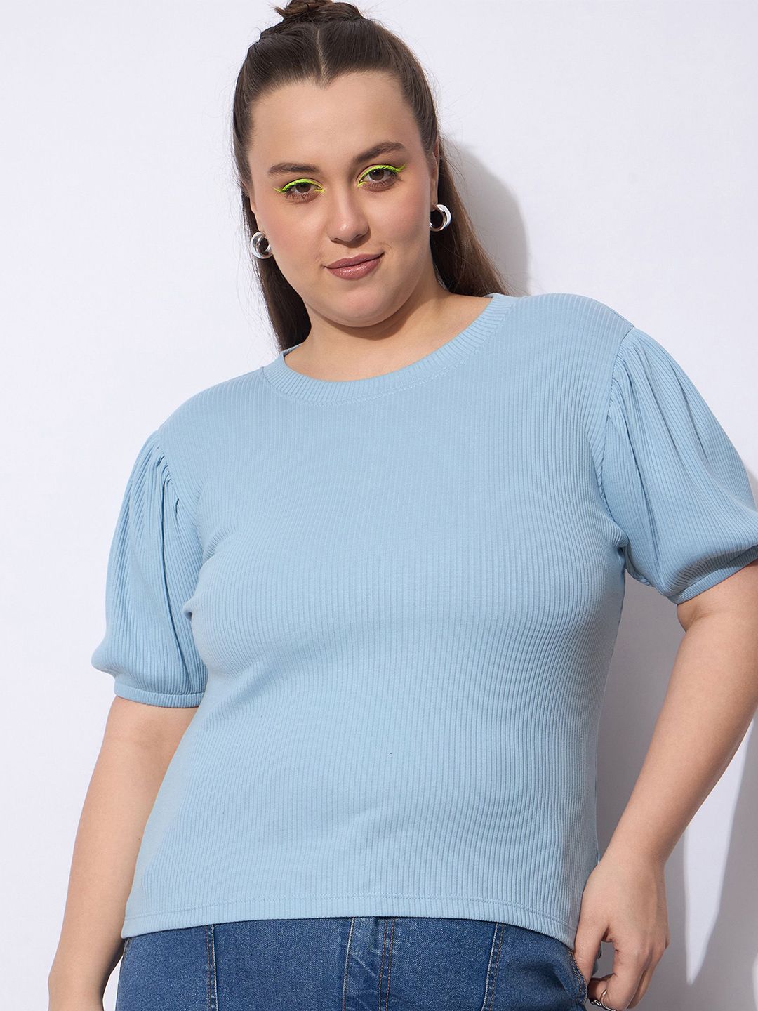 SASSAFRAS Curve Women Puff Sleeve Top