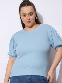 SASSAFRAS Curve Women Puff Sleeve Top