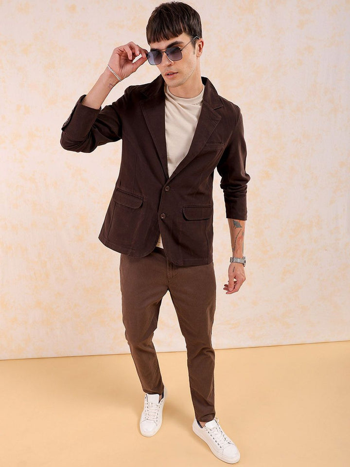 The Indian Garage Co Cotton Slim-Fit Cotton Single-Breasted Blazer