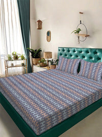 Myntra Elegant Homes Ungu & Biru Bercetak Set Cadar King 300 TC 2.5 m x 2.25 m