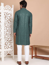 Jompers Men Embroidered Regular Sequinned Kurta with Pyjamas
