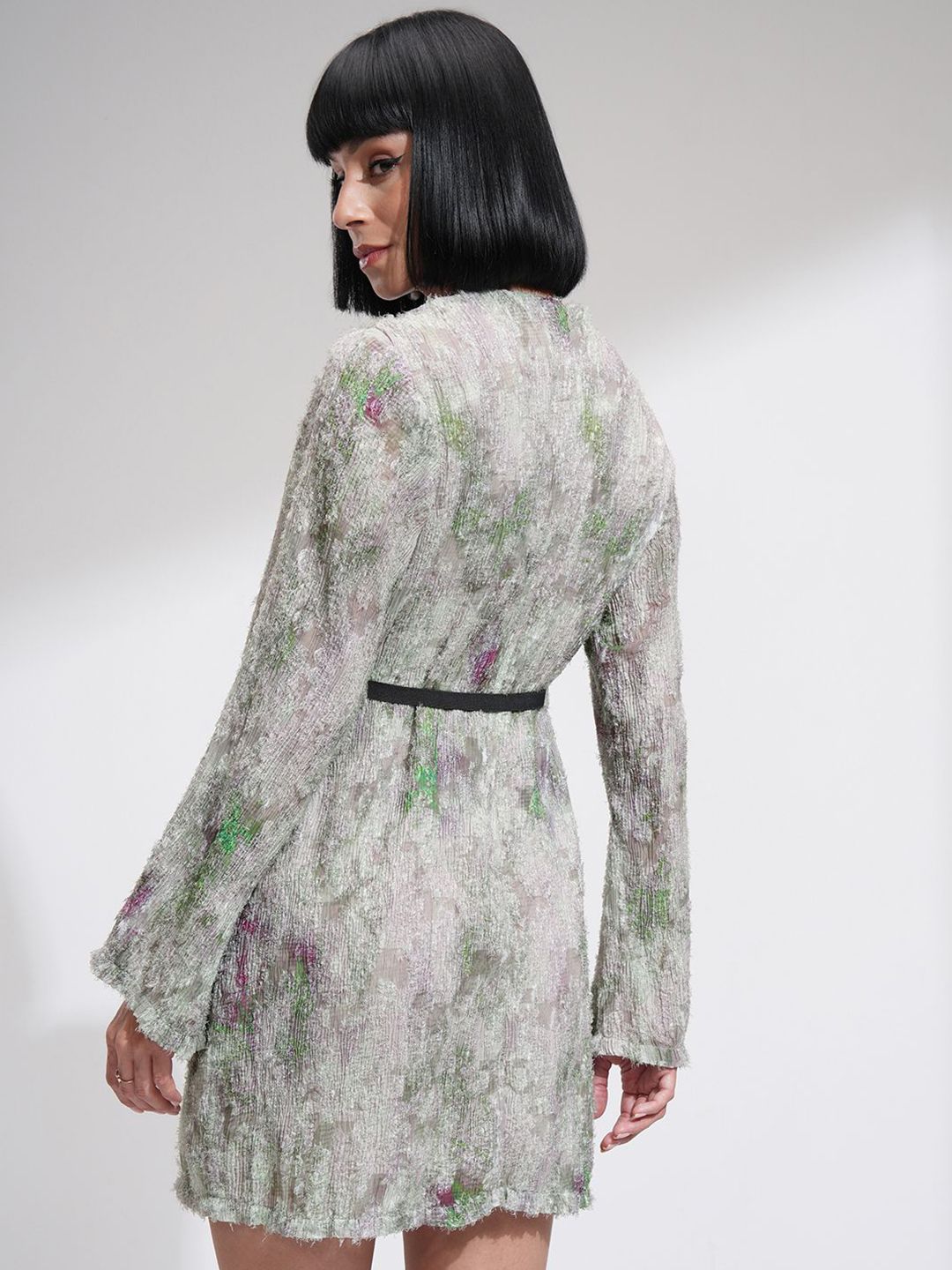 ESPYR By Tokyo Talkies Jacquard Sheath Mini Dress With Belt