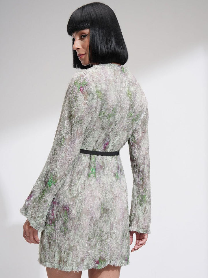 ESPYR By Tokyo Talkies Jacquard Sheath Mini Dress With Belt