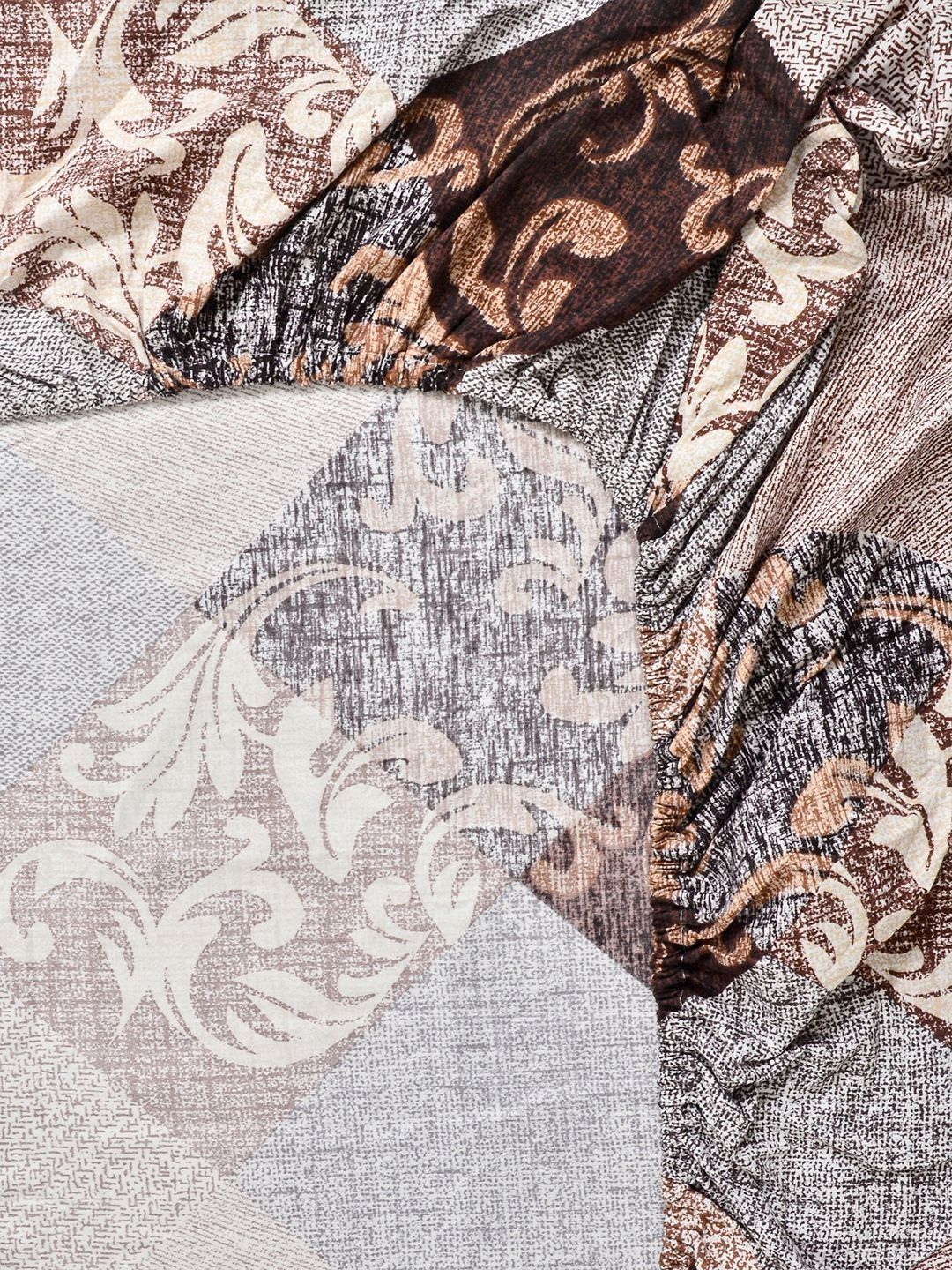 Myntra Elegant Homes Coklat Geometrik 300 TC Cadar Katil King dengan 2 Sarung Bantal
