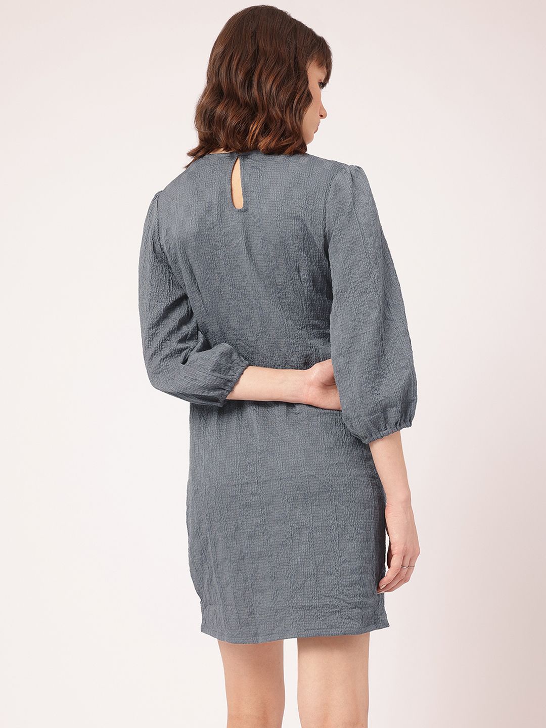DressBerry Soft Serve Textured Twisted Mini A-line Dress