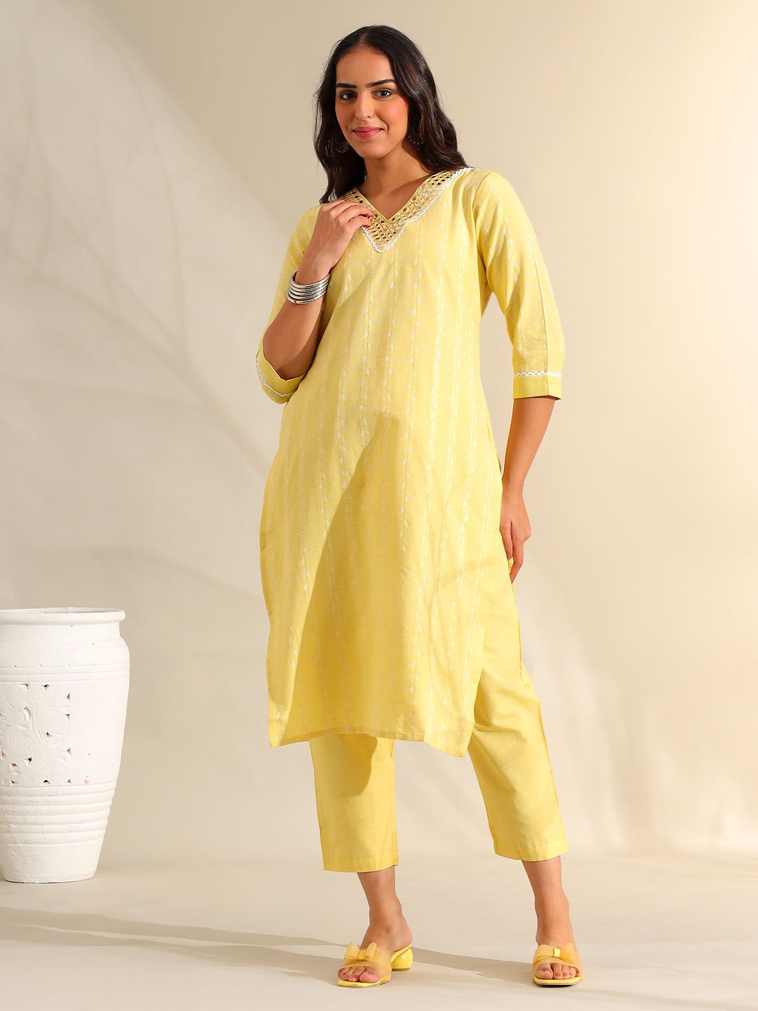 Motif Etnik Wanita Mamicha Cermin Biasa Berfungsi Kurta Kapas Tulen dengan Seluar