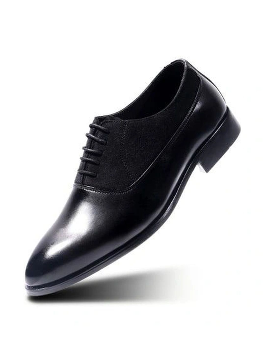 MONKSTORY Black Glossy-Suede Oxford Hybrid Lace-ups