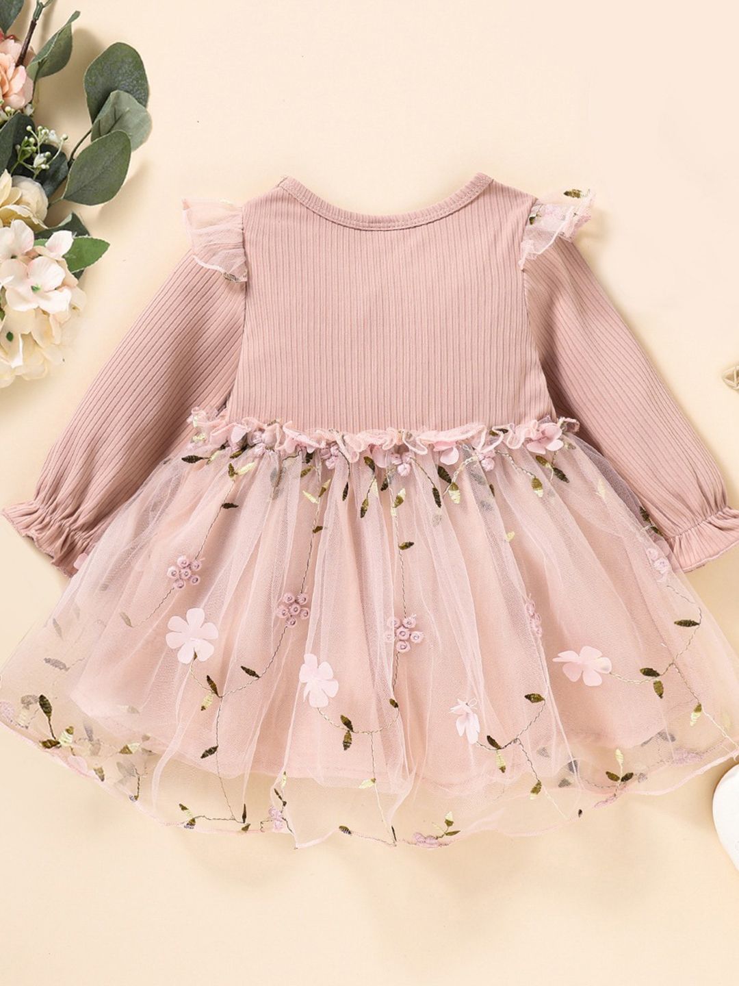 YK Girls Floral Fit & Flare Dress