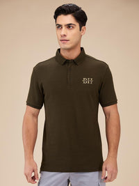 Being Human Men Self Design Polo Collar T-shirt