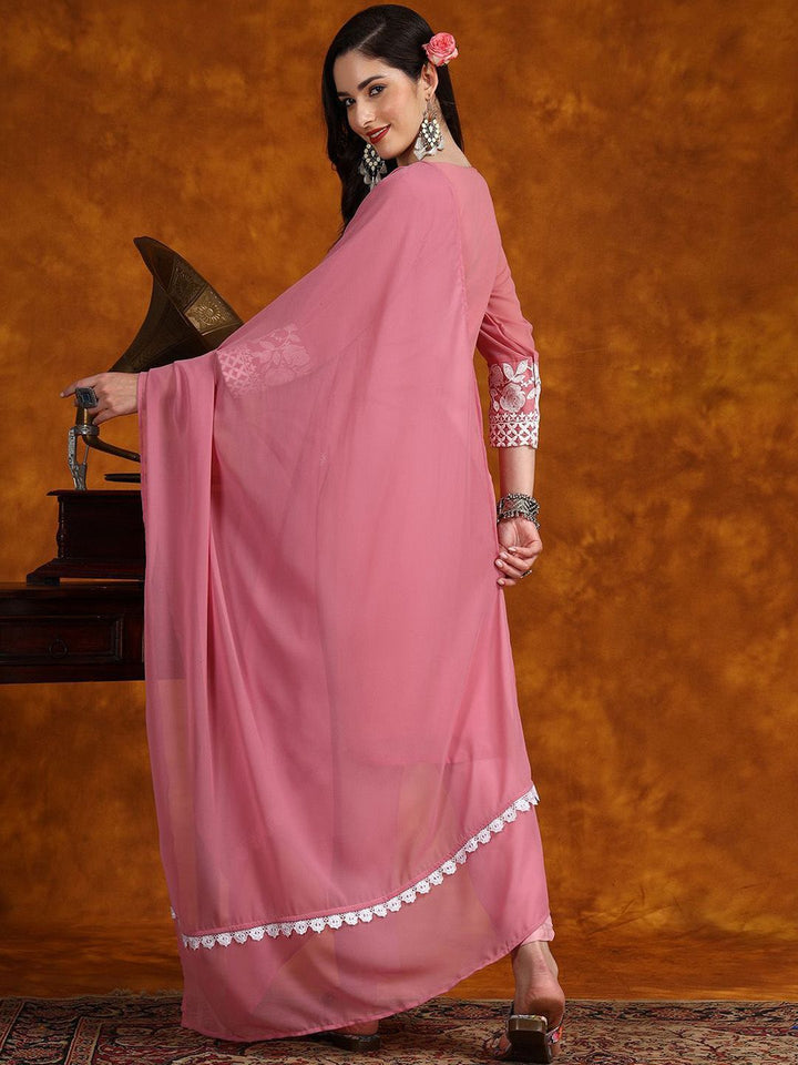 Kalini Floral bersulam chikankari kurta dengan seluar & dupatta