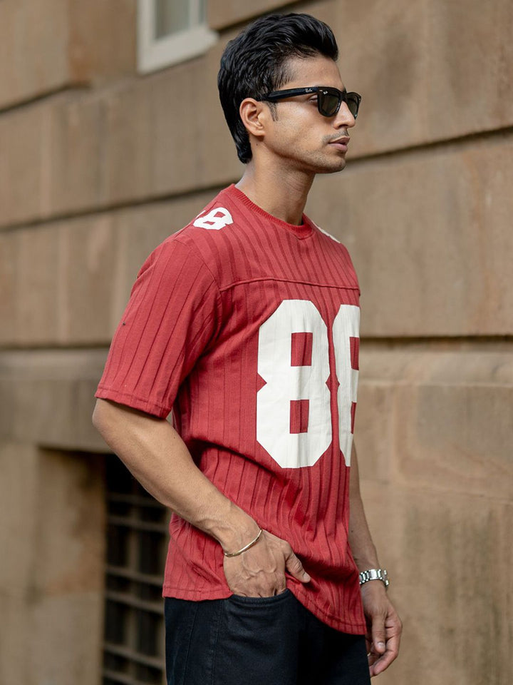Powerlook Varsity Printed Drop-Shoulder Sleeves T-shirt