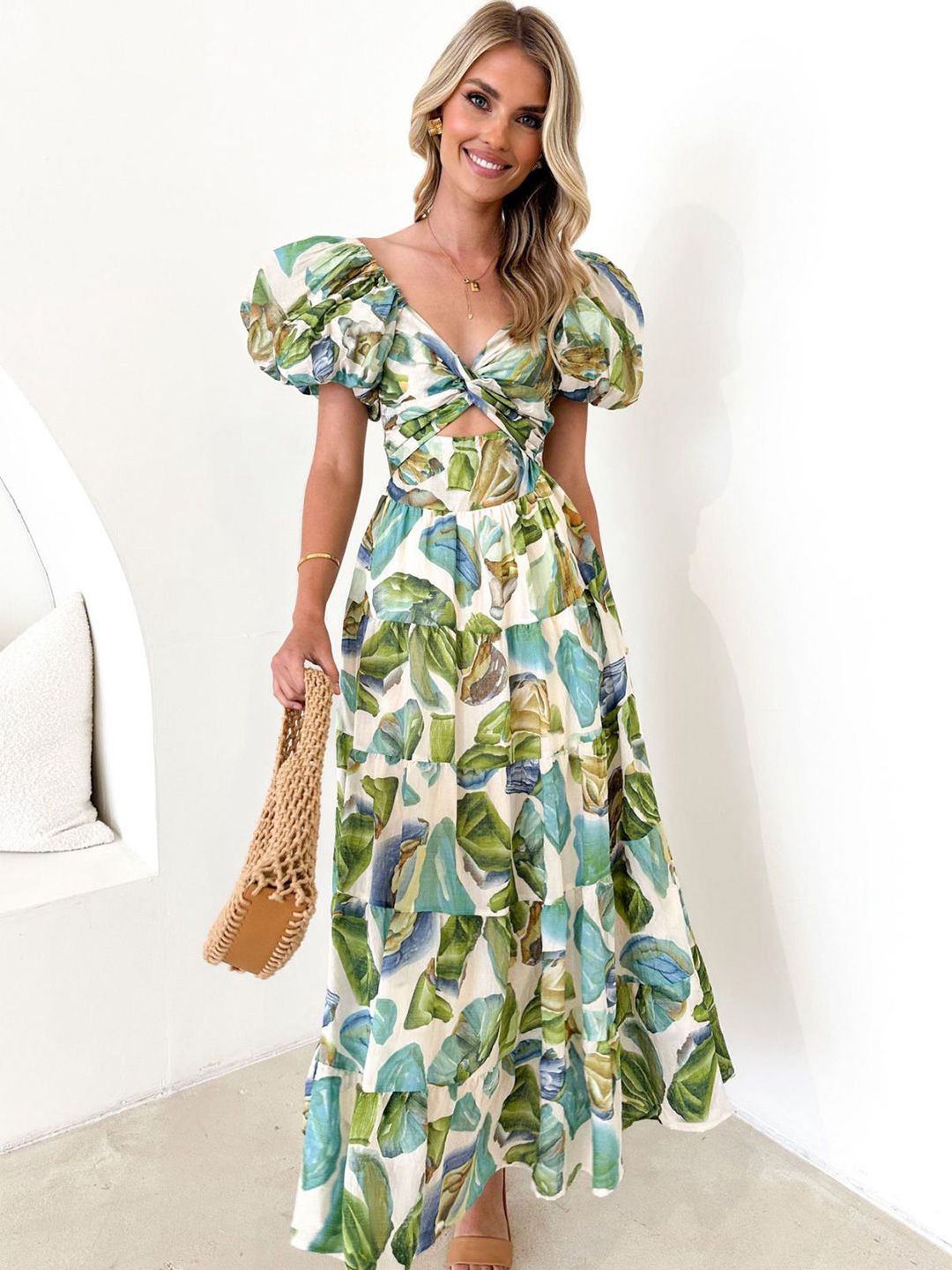 all about you Women Abstract Printed Maxi Dress