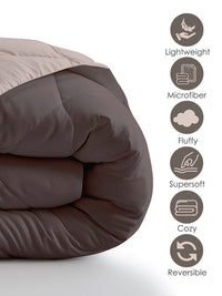 Story@home Browm & Beige Solid Reversible 240 GSM Heavy Winter Double Bed Comforter