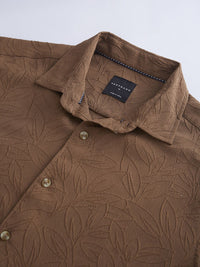 VASTRADO Men Classic Cutaway Collar Textured Slim Fit Casual Shirt