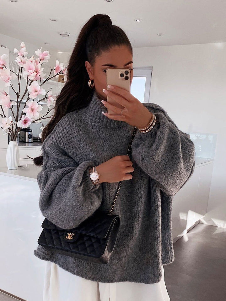 semua tentang anda wanita pullover tinggi leher tinggi