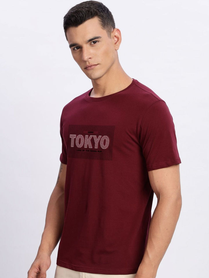 ADRO Men Typography Printed Round Neck Cotton T-shirt