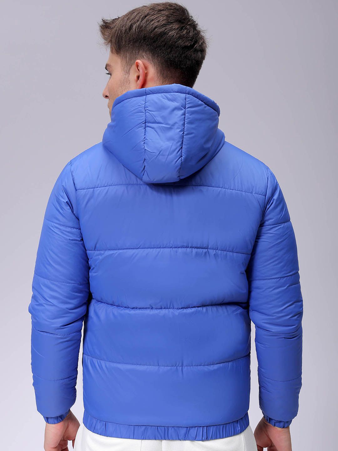 The Indian Garage Co Men Colourblocked Lightweight Puffer Jacket with Patchwork
