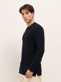 THE BEAR HOUSE Men Solid Round Neck Cotton T-shirt