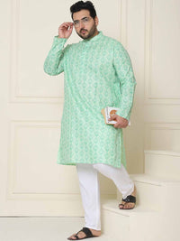 SOJANYA PLUS Saiz Motif Etnik Kolar Jalur Kurta Lurus