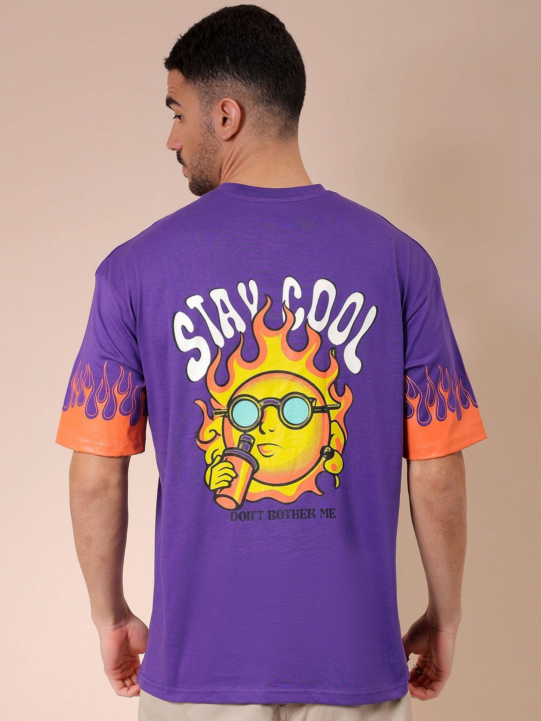 The Indian Garage Co Men Graphic Printed Round Neck Cotton Oversized T-shirt