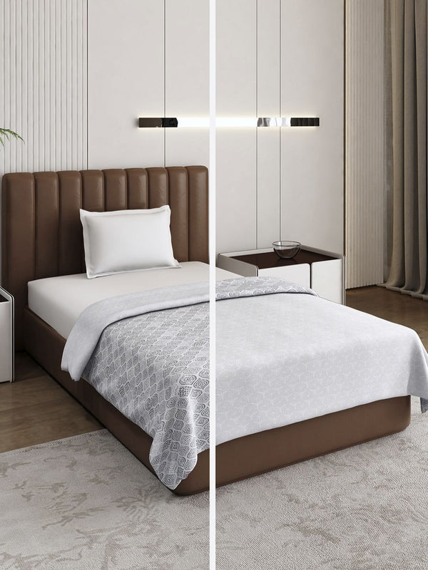 Monte Carlo Grey & White Floral Mild Winter 150 GSM Single Bed Dohar