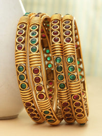 PANASH- Set 4 Gelang Antik Buatan Tangan Bersalut Emas 24 CT