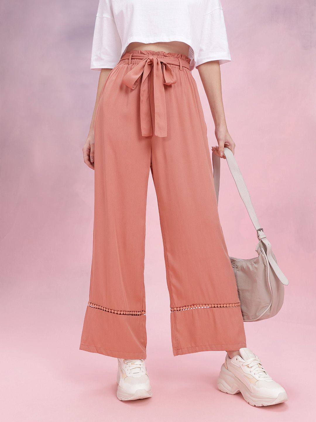 DressBerry Women High-Rise Pleated Trousers Comes With a Belt