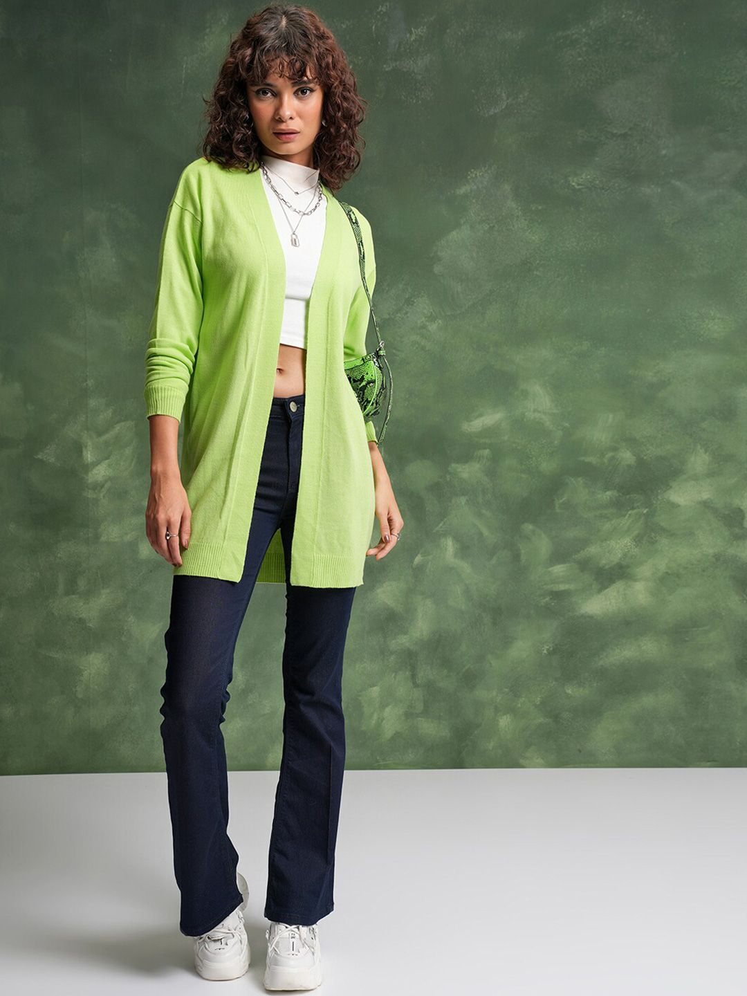 Tokyo Talkies Acrylic Longline Cardigan