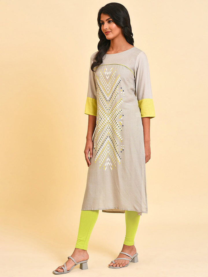 W Geometric Printed Regular Kurta With Leggings
