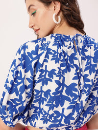 DressBerry Cute Vibe Printed Tie-Up Gathers Blouson Crop Top