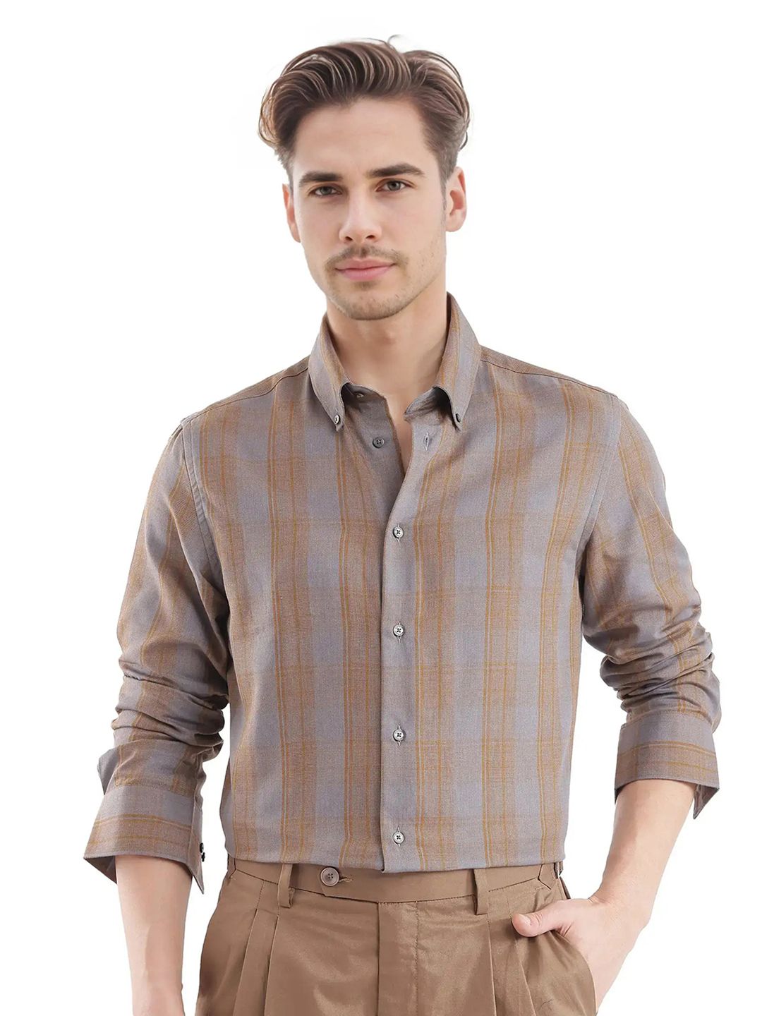 RARE RABBIT Men Comfort Opaque Checked Casual Shirt