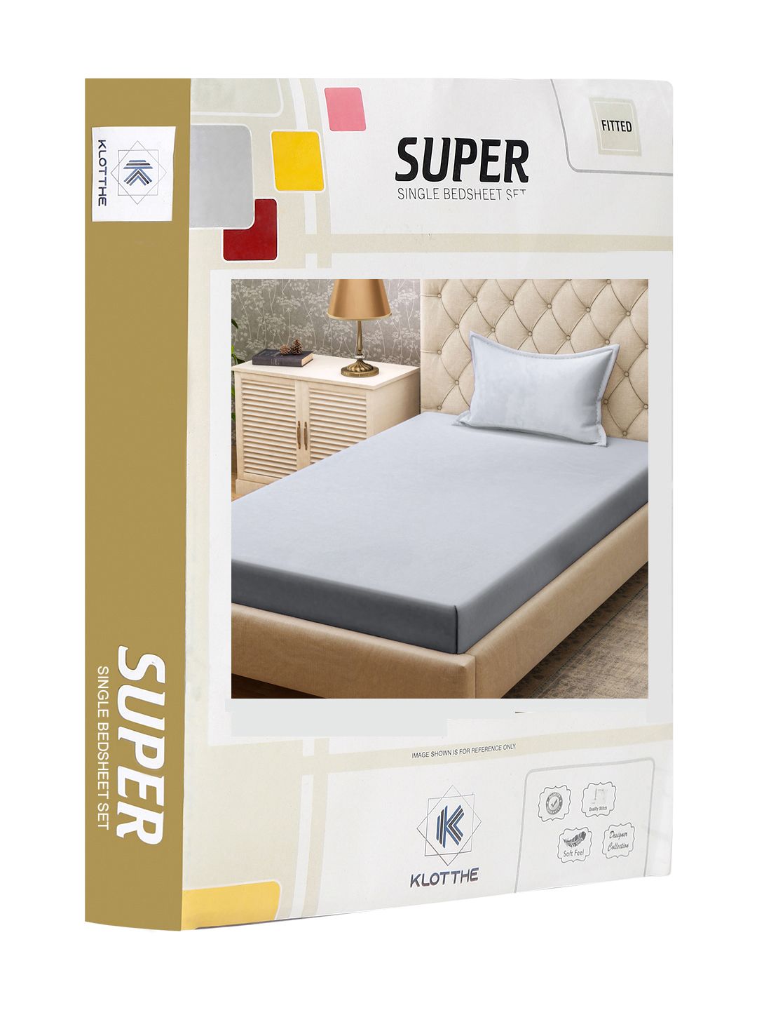 KLOTTHE Grey 300 TC Fitted Single Bedsheet & Pillow Covers