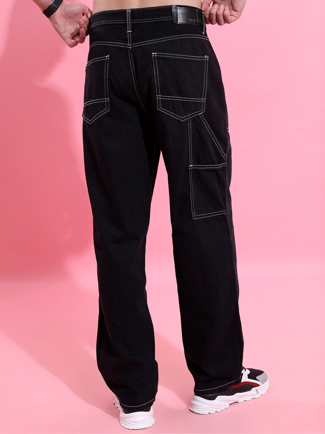 HIGHLANDER Men Straight Carpenter Fit Clean Look Cargo Jeans