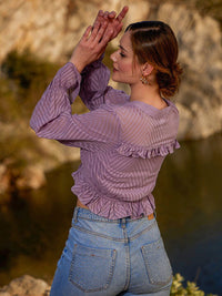 Athena Self Design Gathers & Pleated Ruffles Crop Top
