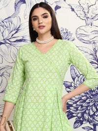 Vishudh Green Printed Pure Cotton Tunic & Trousers