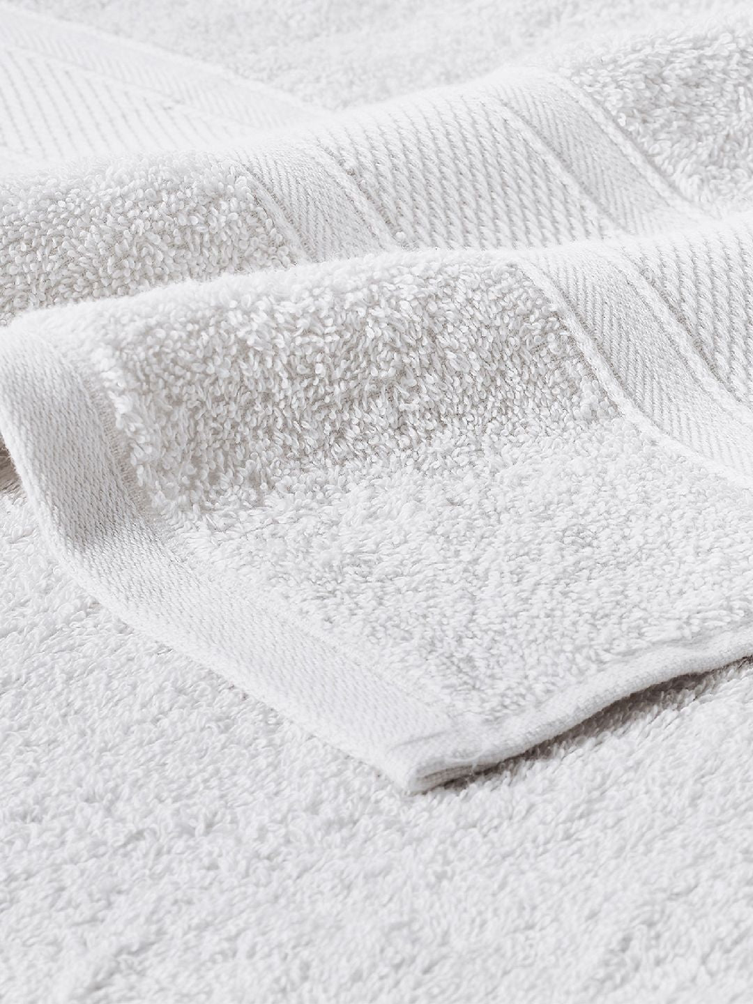 MYTRIDENT White Set of 4 Solid Soft  Plush Cotton Hand Towel